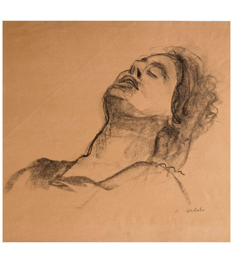 Portrait d’un homme allongé, dessin par Jussuf Abbo