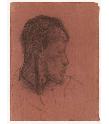Portrait d’un Africain, dessin au fusain par Jussuf Abbo