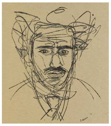 Self-portrait, drawing by Jussuf Abbo
