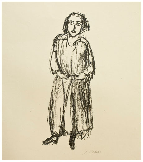 Else Lasker-Schüler, lithograph 1923, by Jussuf Abbo