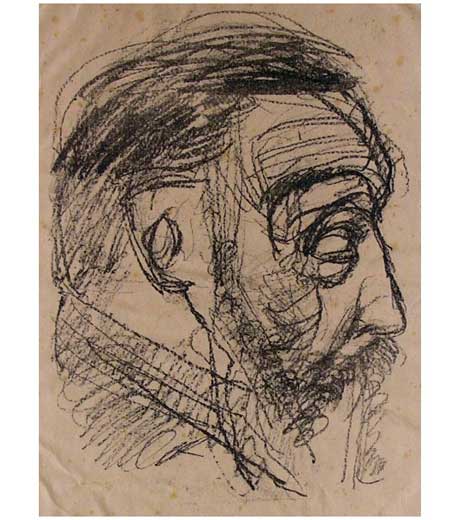 Portrait of an old man, lithograph by Jussuf Abbo