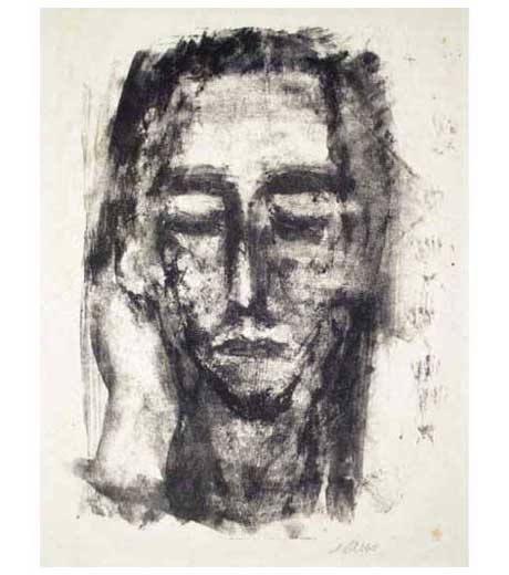 Self-portrait, lithograph by Jussuf Abbo