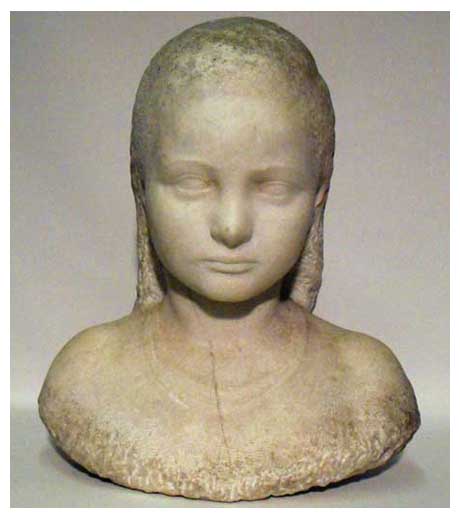 Bust of a girl in marble by Jussuf Abbo