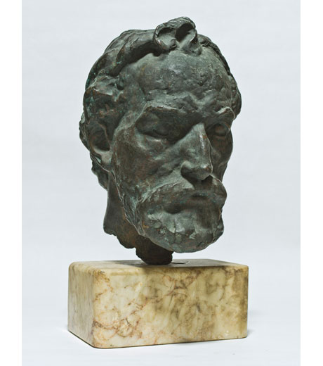 Old man’s head in bronze by Jussuf Abbo